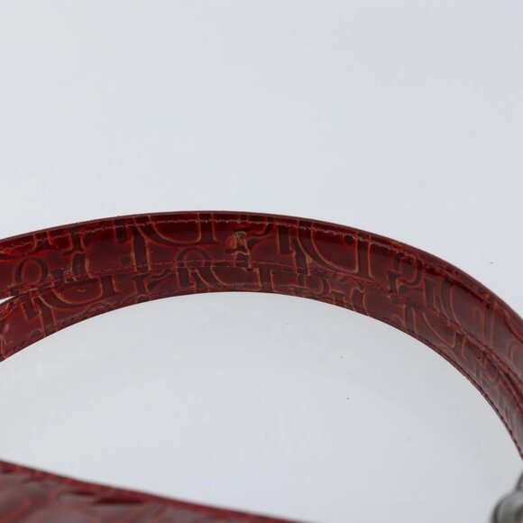 Christian Dior Trotter Canvas Maris Pearl Bag Patent leather Red Auth bs29834 - Picture 9 of 16